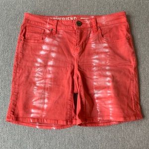 DKNY Jeans Red Tie-Dye Jean Shorts